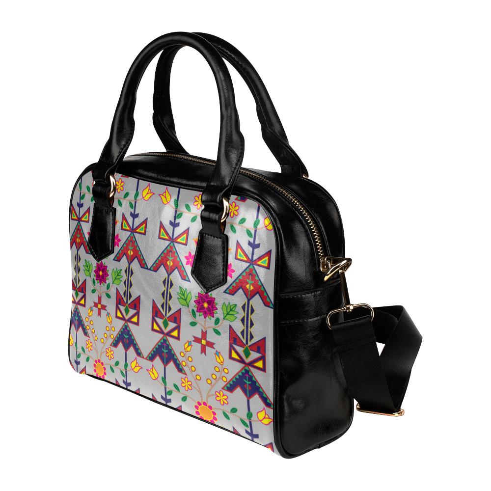 Geometric Floral Spring-Gray Shoulder Handbag (Model 1634) Shoulder Handbags (1634) e-joyer 