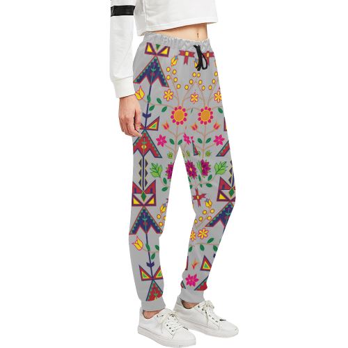 Geometric Floral Spring-Gray Women's All Over Print Sweatpants (Model L11) Women's All Over Print Sweatpants (L11) e-joyer 