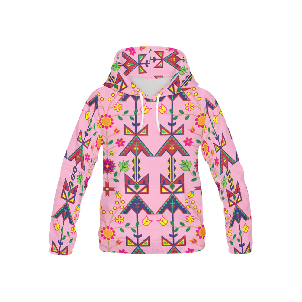 Geometric Floral Spring Pink All Over Print Hoodie for Kid (USA Size) (Model H13) All Over Print Hoodie for Kid (H13) e-joyer 