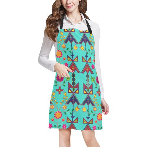 Geometric Floral Spring-Sky All Over Print Apron All Over Print Apron e-joyer 