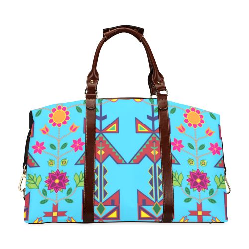 Geometric Floral Spring-Sky Blue Classic Travel Bag (Model 1643) Remake Classic Travel Bags (1643) e-joyer 