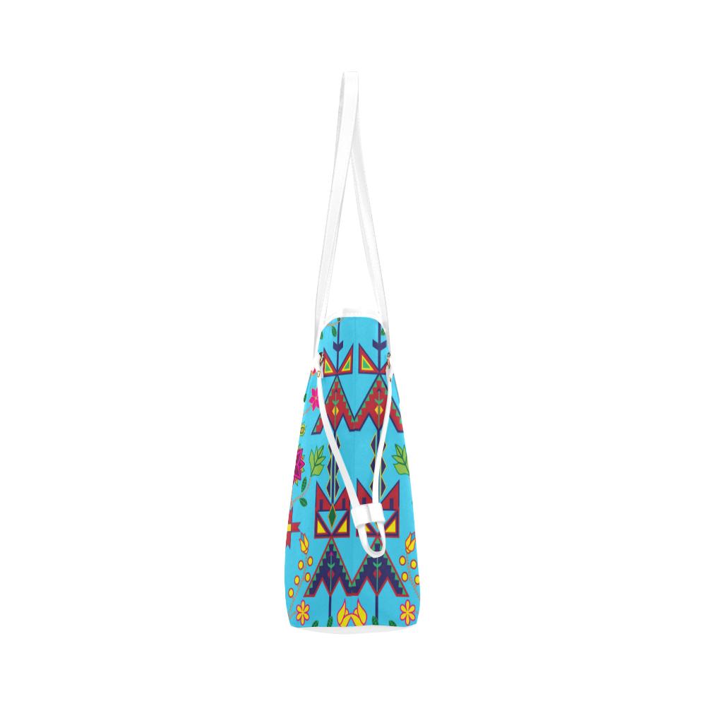 Geometric Floral Spring - Sky Blue Clover Canvas Tote Bag (Model 1661) Clover Canvas Tote Bag (1661) e-joyer 