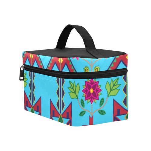 Geometric Floral Spring-Sky Blue Cosmetic Bag/Large (Model 1658) Cosmetic Bag e-joyer 