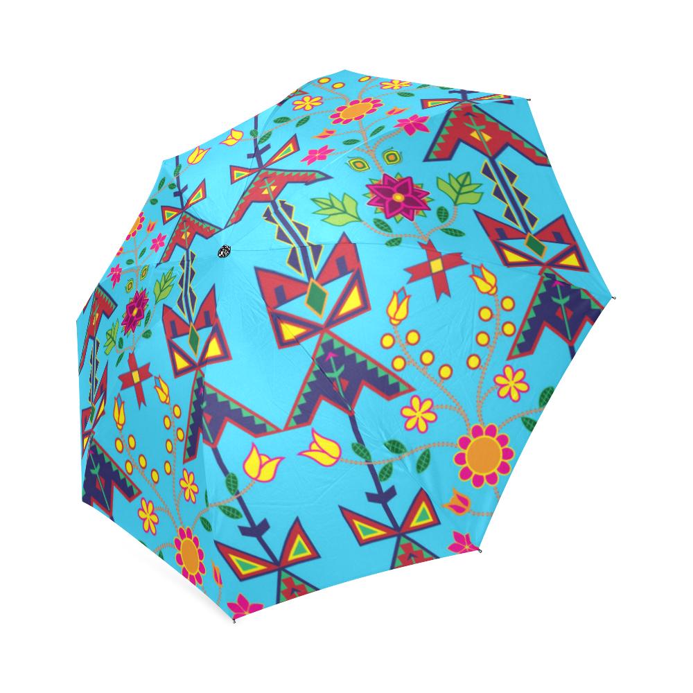 Geometric Floral Spring-SKy Blue Foldable Umbrella Foldable Umbrella e-joyer 