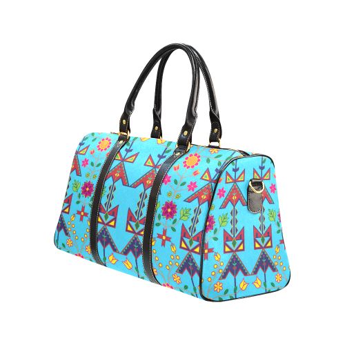 Geometric Floral Spring-Sky Blue Waterproof Travel Bag