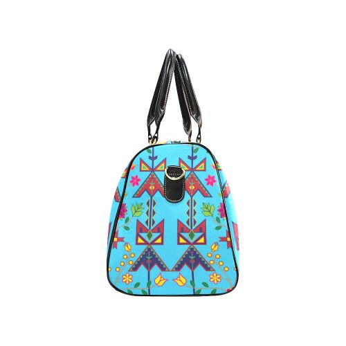 Geometric Floral Spring Sky Blue Waterproof Travel Bag