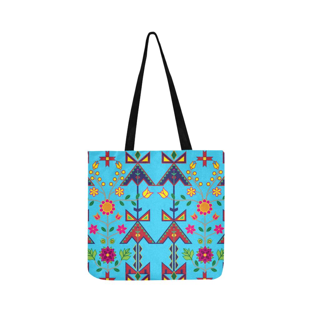 Geometric Floral Spring-Sky Blue Reusable Shopping Bag Model 1660 (Two sides) Shopping Tote Bag (1660) e-joyer 