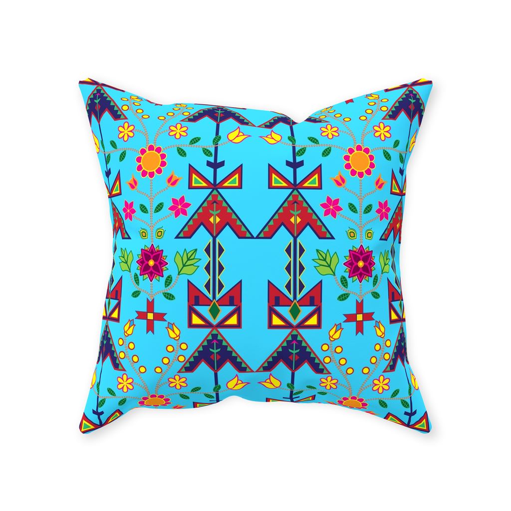 Geometric Floral Spring-Sky Blue Throw Pillows 49 Dzine With Zipper Poly Twill 16x16 inch