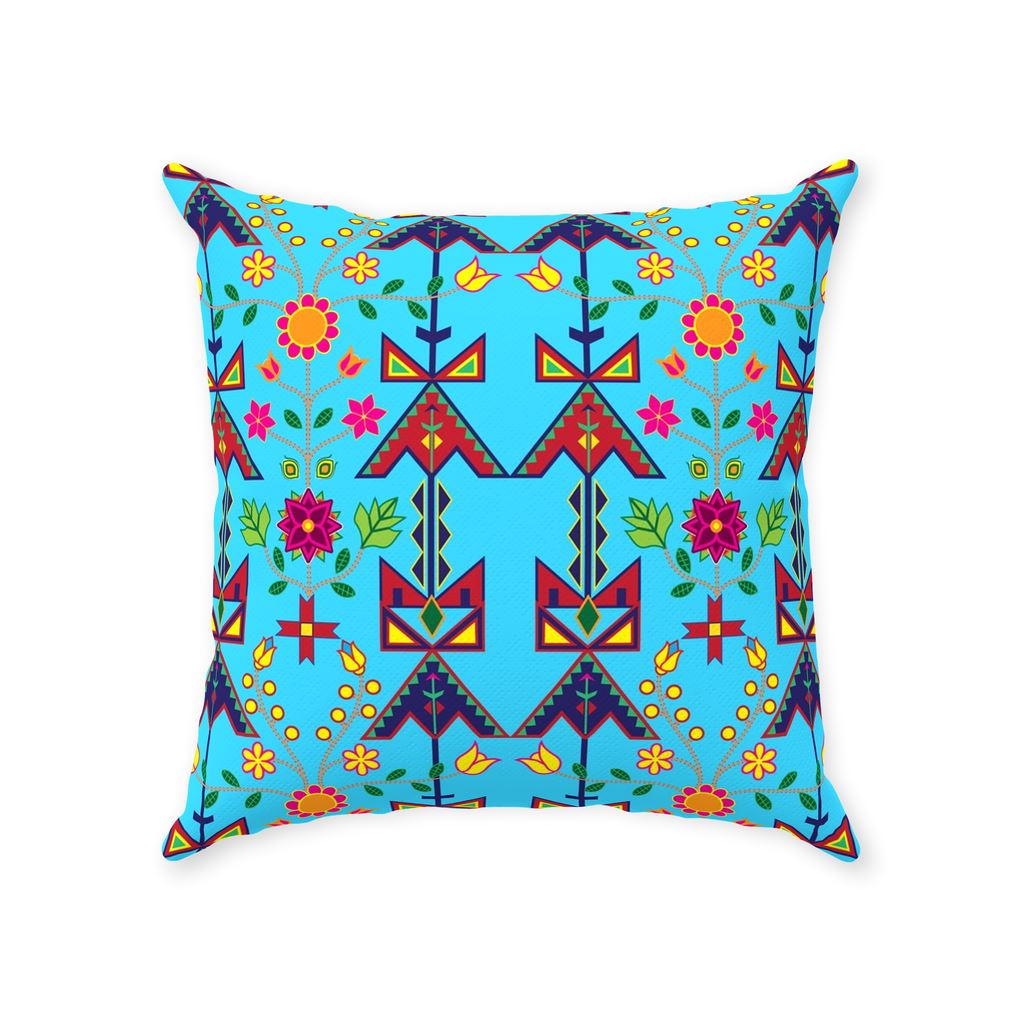 Geometric Floral Spring-Sky Blue Throw Pillows 49 Dzine With Zipper Poly Twill 18x18 inch