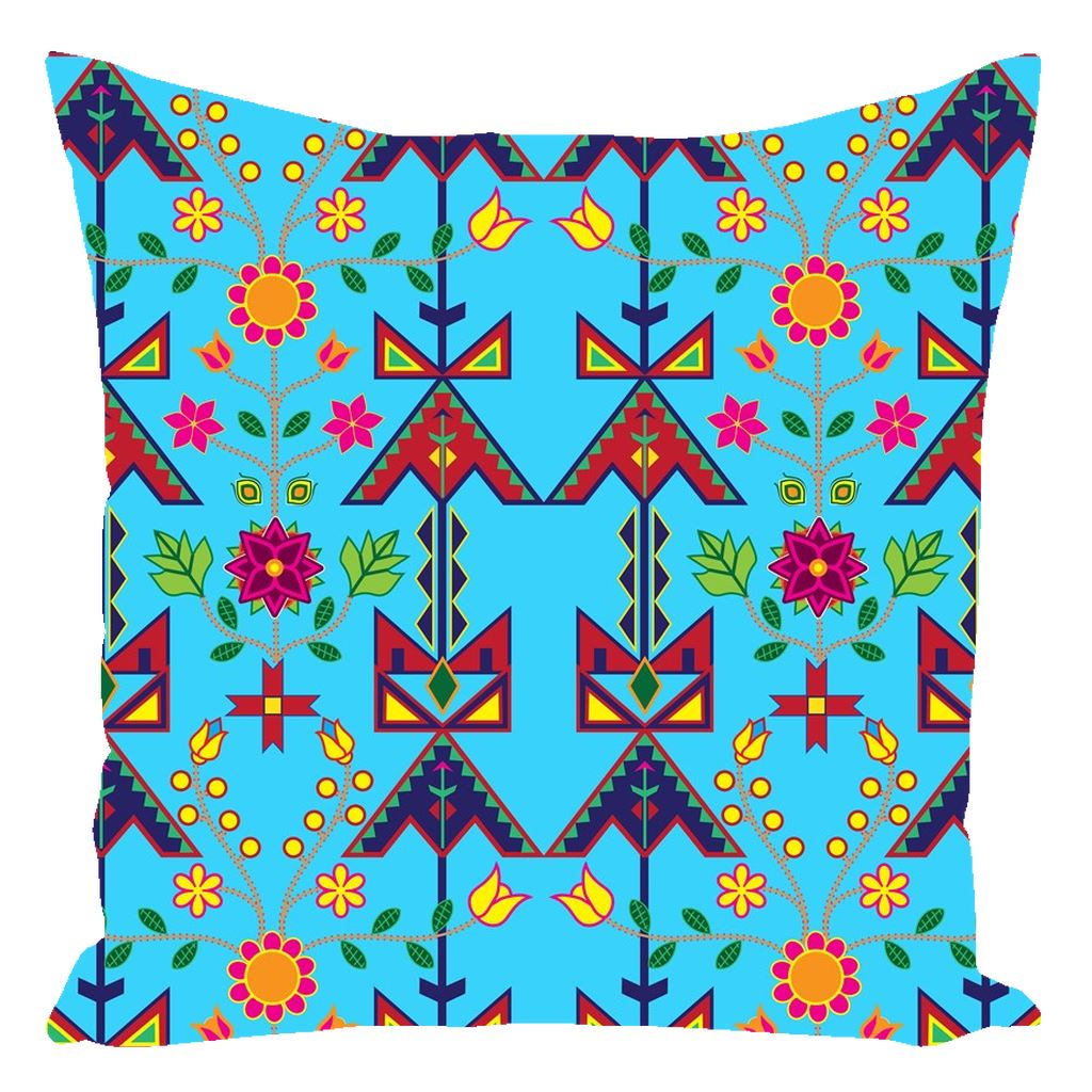 Geometric Floral Spring-Sky Blue Throw Pillows 49 Dzine With Zipper Spun Polyester 16x16 inch