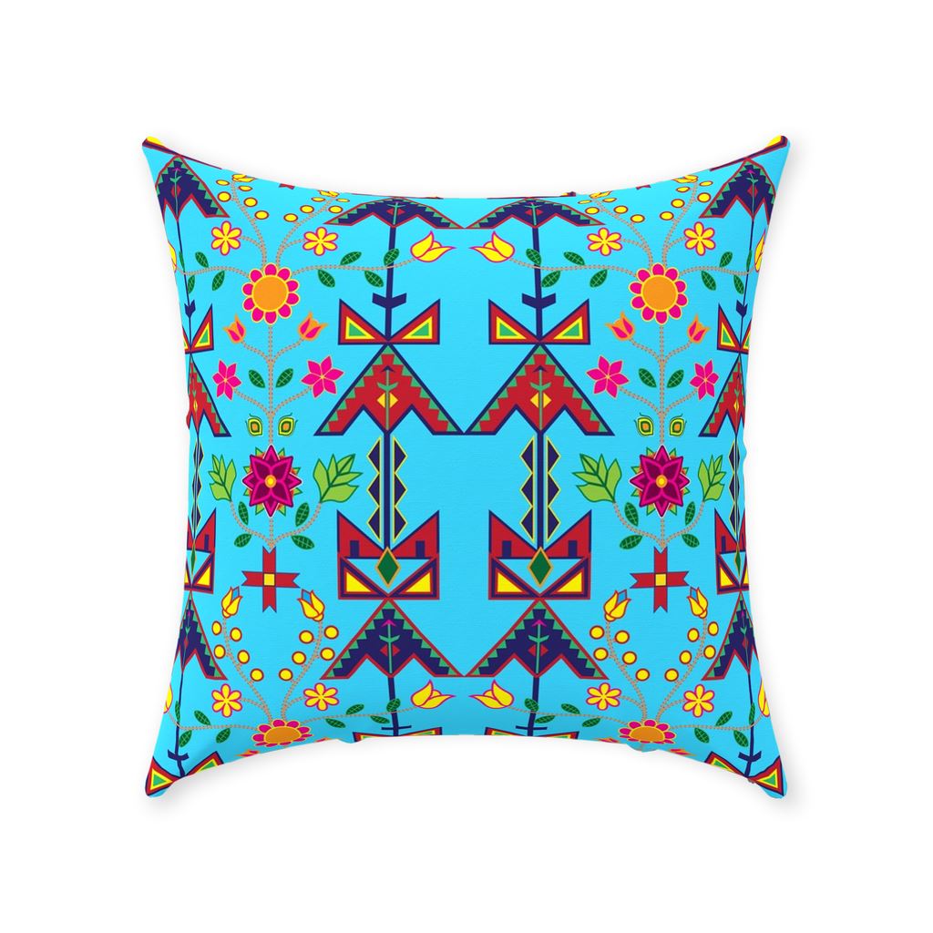 Geometric Floral Spring-Sky Blue Throw Pillows 49 Dzine With Zipper Spun Polyester 18x18 inch