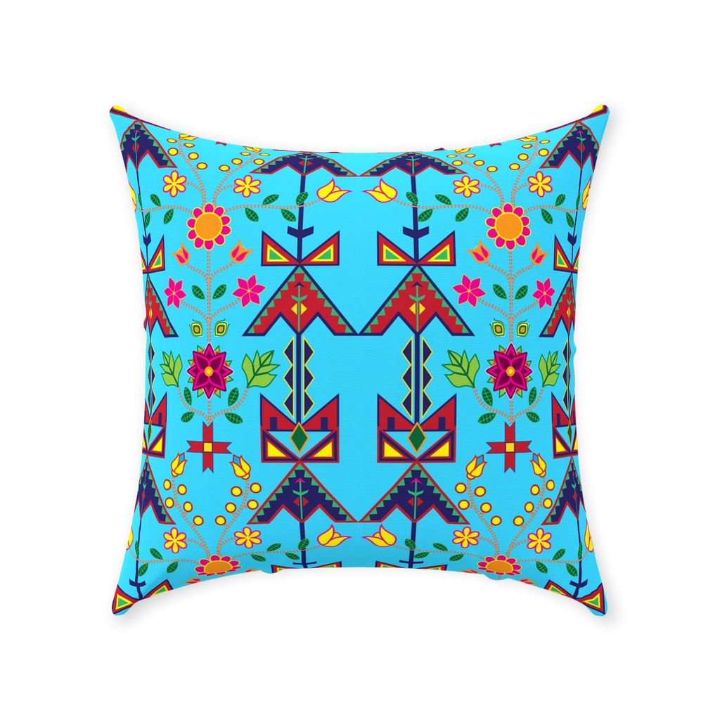 Geometric Floral Spring-Sky Blue Throw Pillows 49 Dzine Without Zipper Spun Polyester 18x18 inch