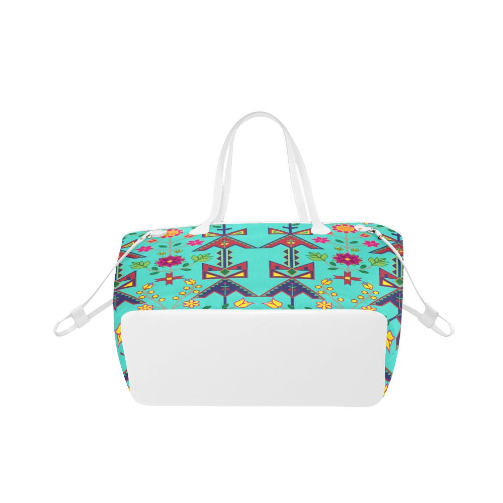 Geometric Floral Spring - Sky Clover Canvas Tote Bag (Model 1661) Clover Canvas Tote Bag (1661) e-joyer 