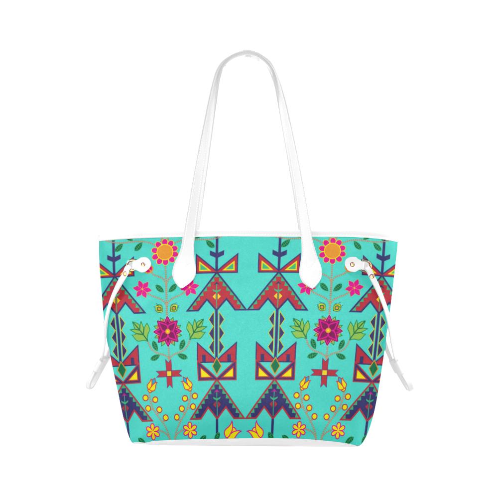 Geometric Floral Spring - Sky Clover Canvas Tote Bag (Model 1661) Clover Canvas Tote Bag (1661) e-joyer 