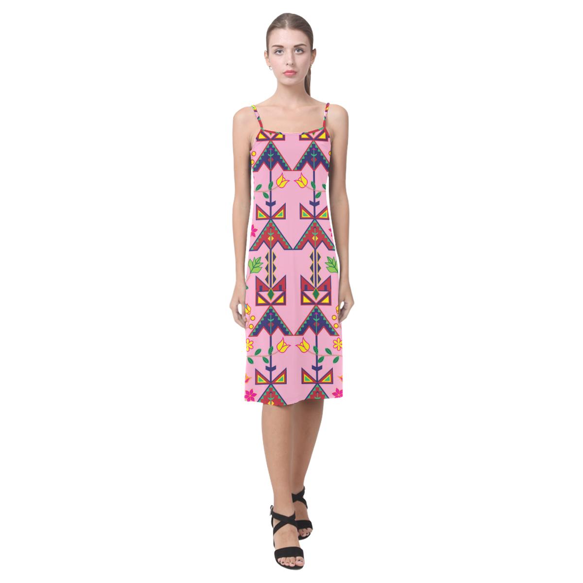 Geometric Floral Spring - Sunset Alcestis Slip Dress (Model D05) Alcestis Slip Dress (D05) e-joyer 
