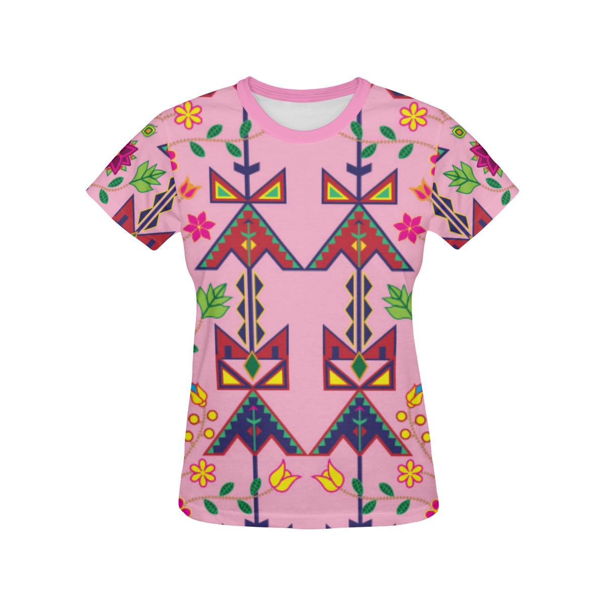 Geometric Floral Spring-Sunset All Over Print T-shirt for Women/Large Size (USA Size) (Model T40) All Over Print T-Shirt for Women/Large (T40) e-joyer 