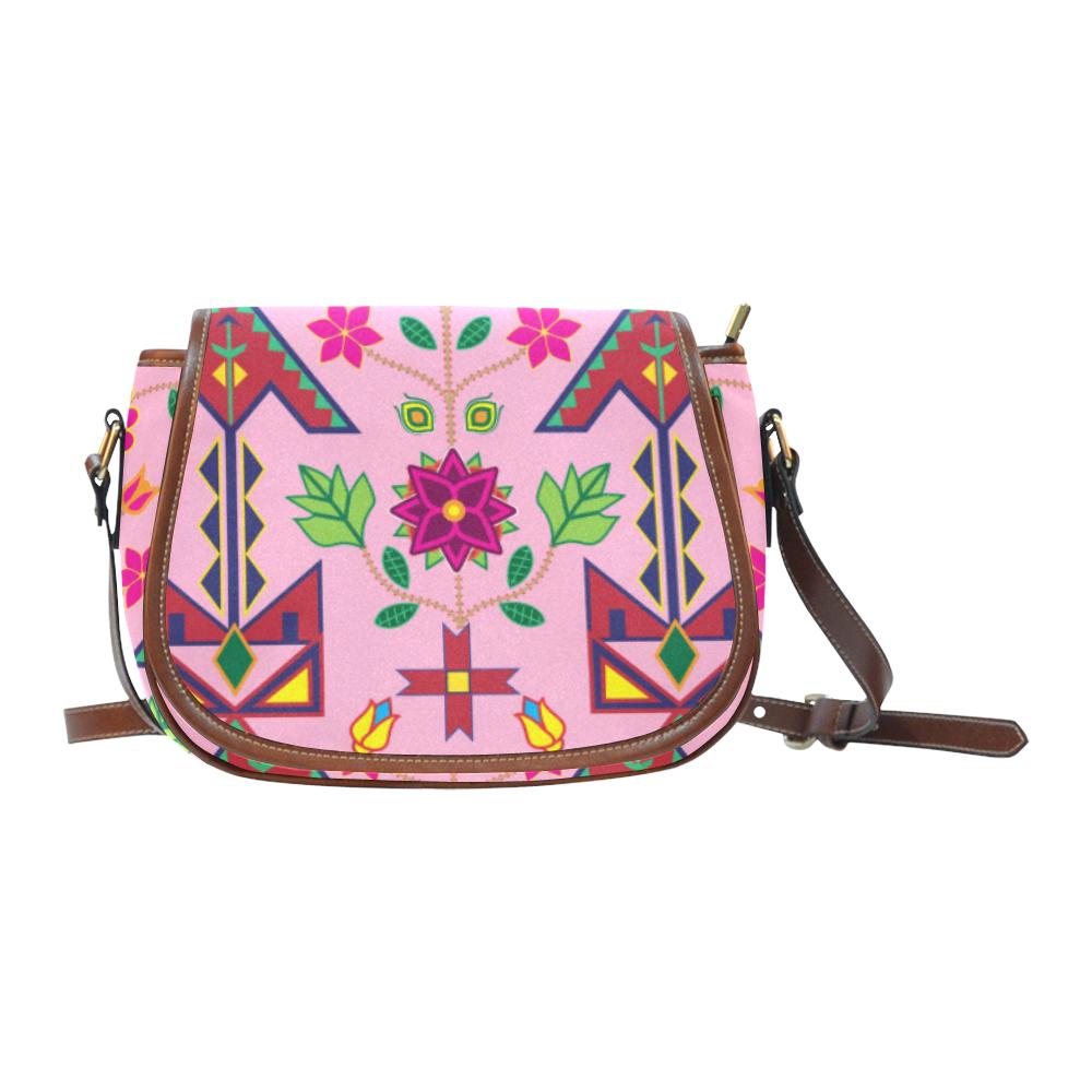 Geometric Floral Spring - Sunset Saddle Bag/Small (Model 1649) Full Customization Saddle Bag/Small (Full Customization) e-joyer 