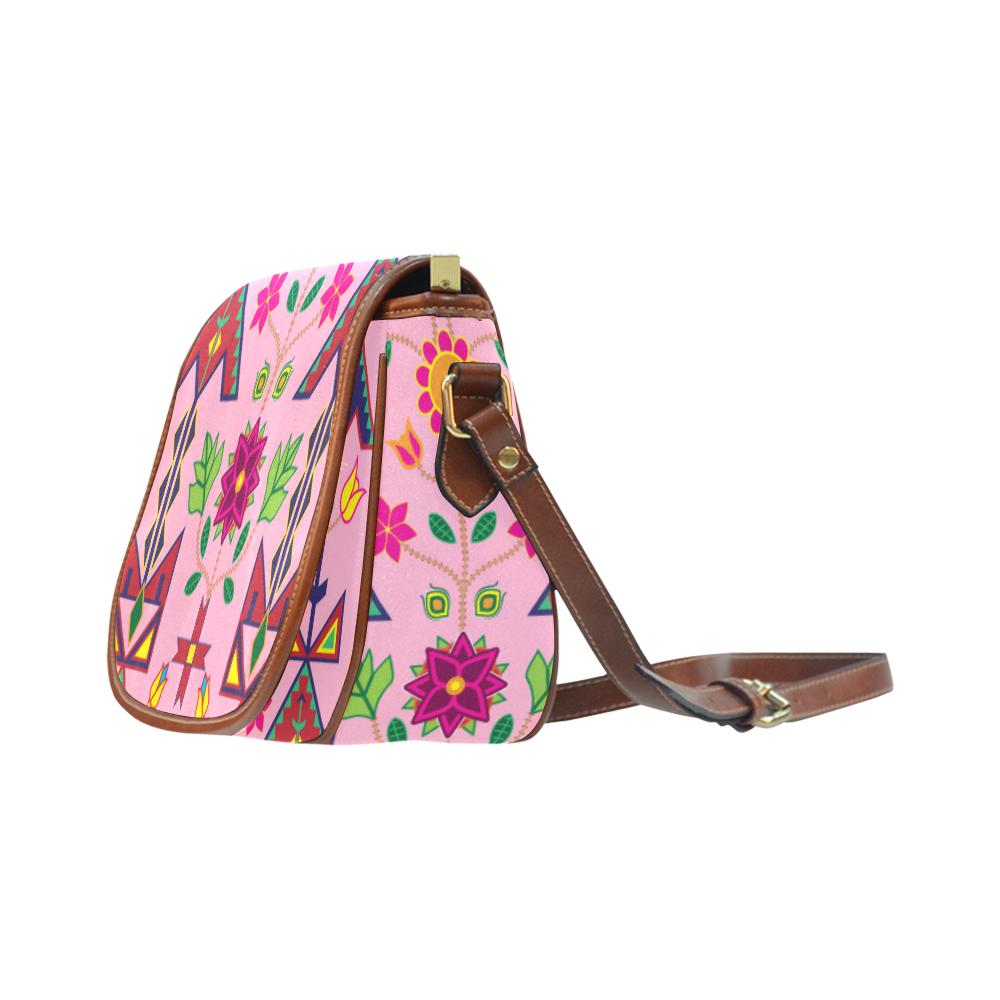 Geometric Floral Spring - Sunset Saddle Bag/Small (Model 1649) Full Customization Saddle Bag/Small (Full Customization) e-joyer 