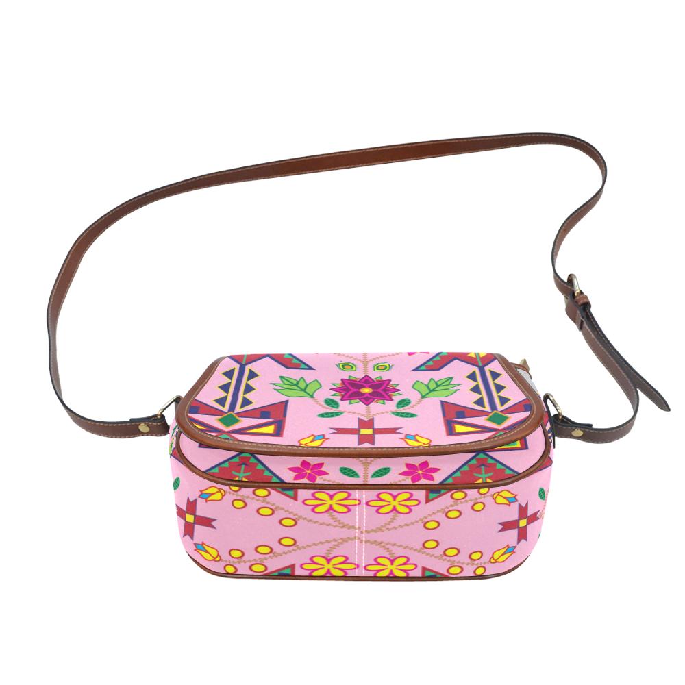 Geometric Floral Spring - Sunset Saddle Bag/Small (Model 1649) Full Customization Saddle Bag/Small (Full Customization) e-joyer 