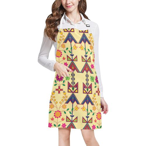 Geometric Floral Spring-Vanilla All Over Print Apron All Over Print Apron e-joyer 