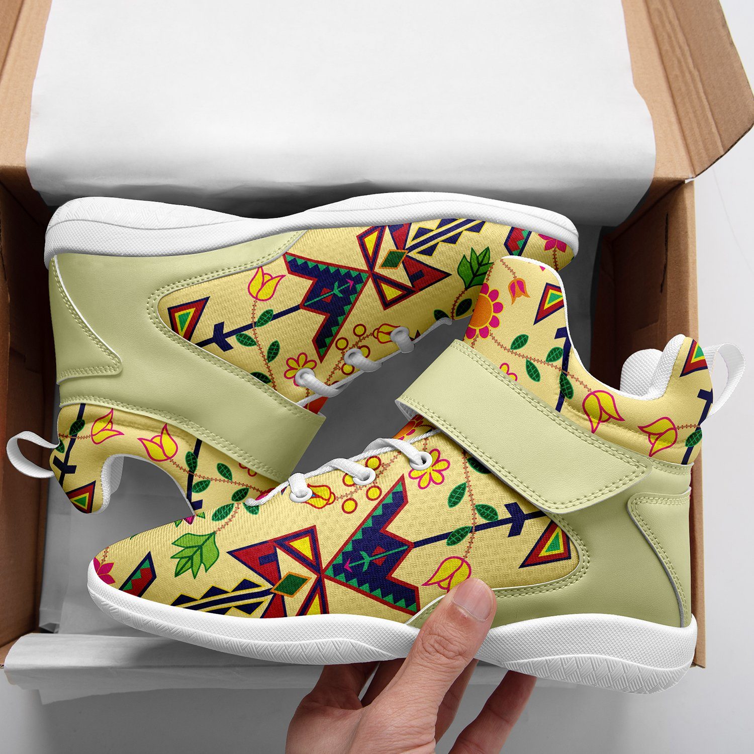 Geometric Floral Spring Vanilla Ipottaa Basketball / Sport High Top Shoes 49 Dzine 