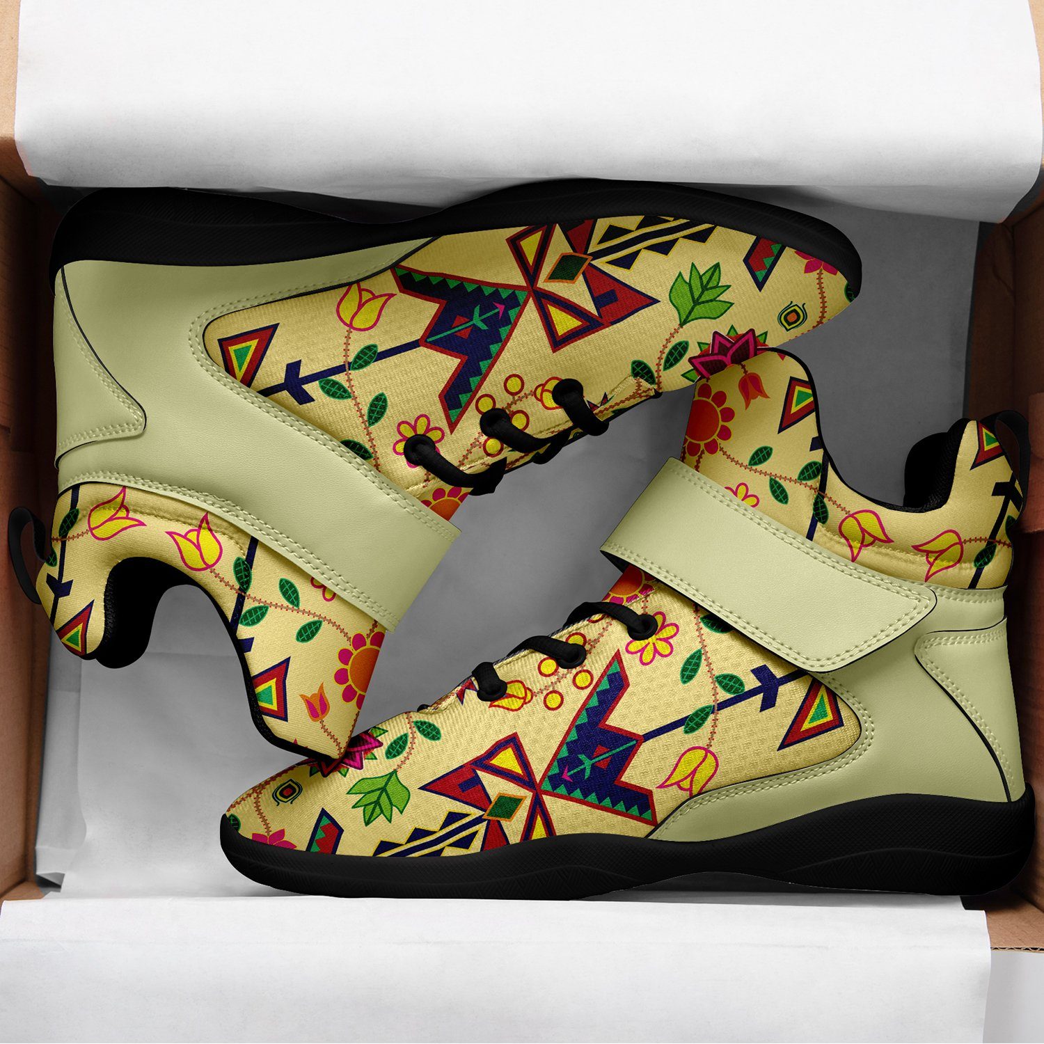 Geometric Floral Spring Vanilla Ipottaa Basketball / Sport High Top Shoes 49 Dzine 