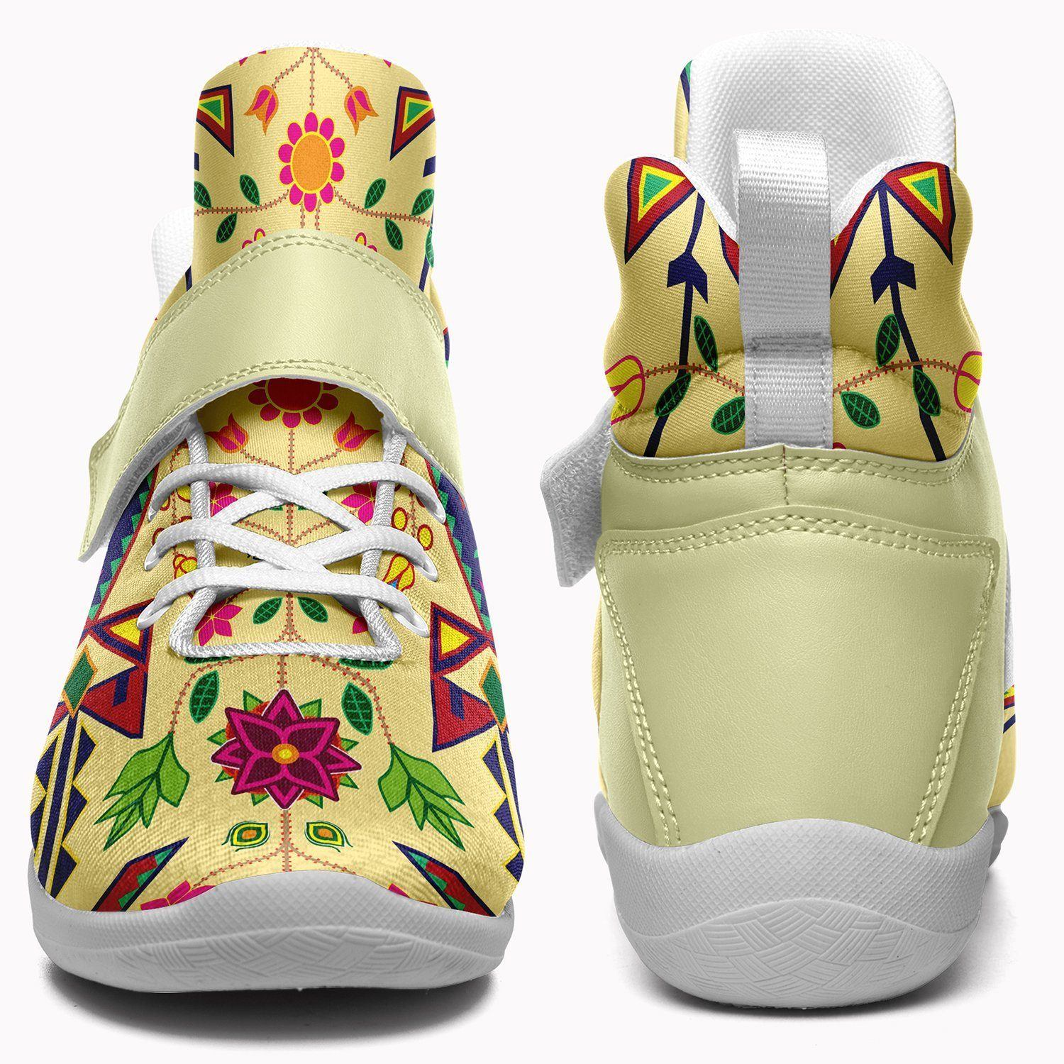 Geometric Floral Spring Vanilla Ipottaa Basketball / Sport High Top Shoes - White Sole 49 Dzine 