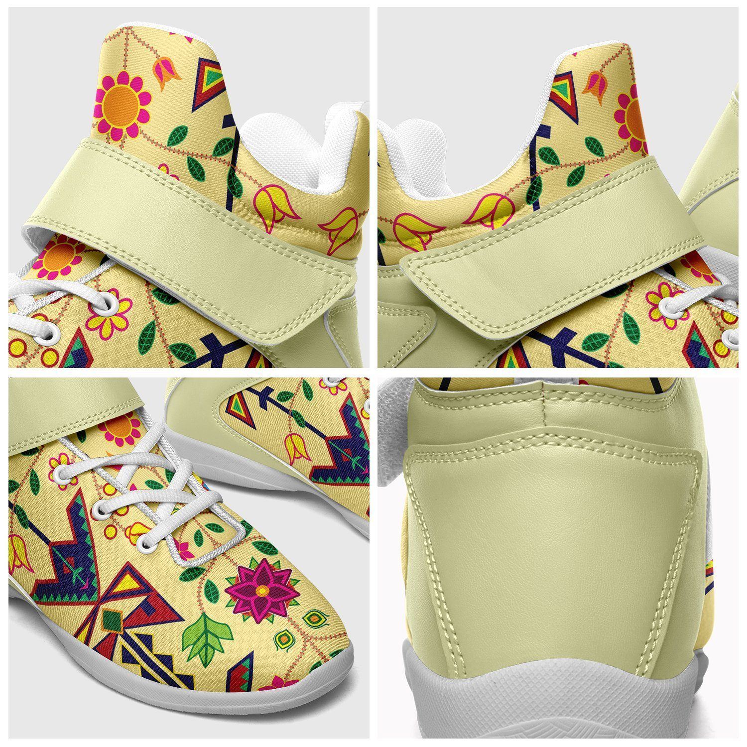 Geometric Floral Spring Vanilla Ipottaa Basketball / Sport High Top Shoes - White Sole 49 Dzine 