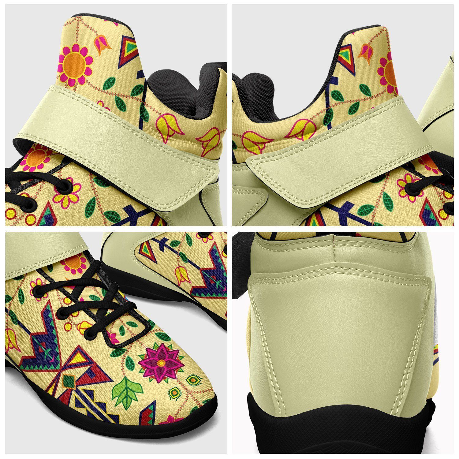 Geometric Floral Spring Vanilla Kid's Ipottaa Basketball / Sport High Top Shoes 49 Dzine 