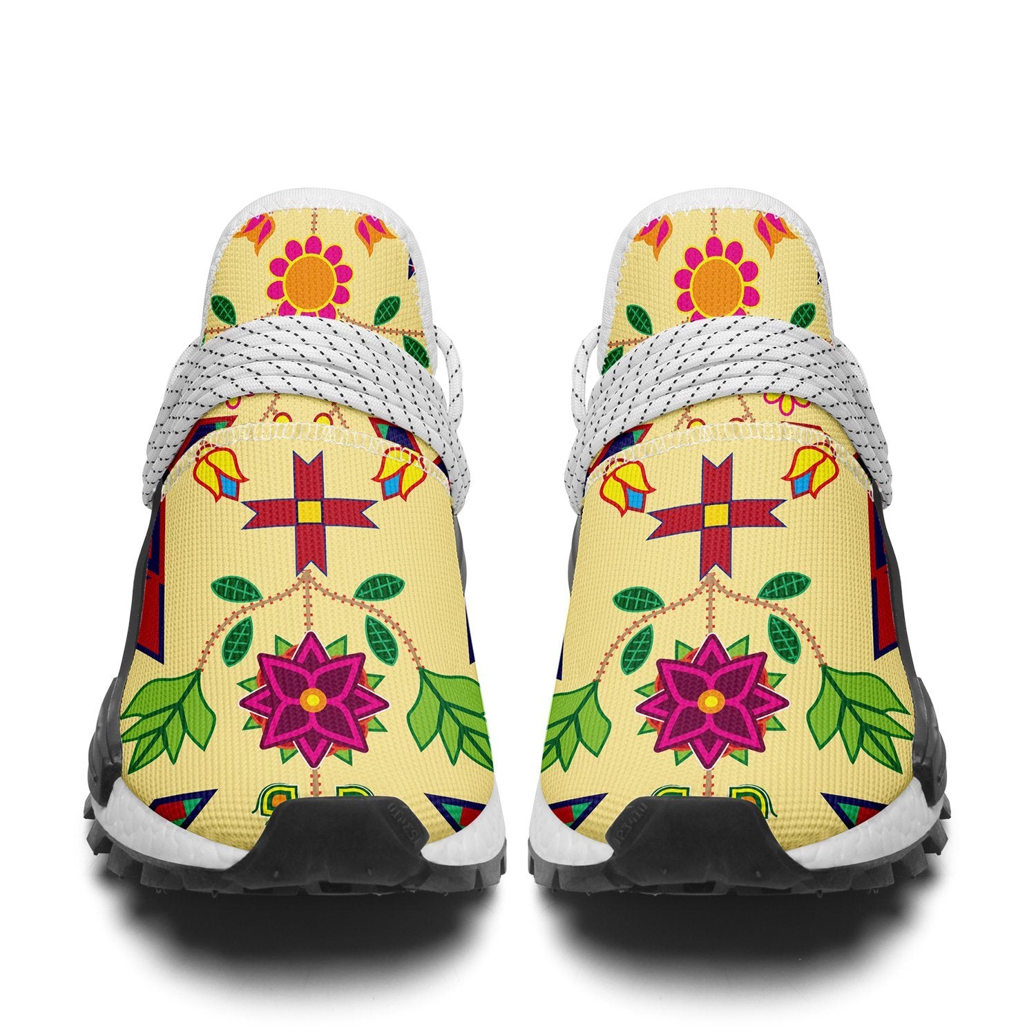 Geometric Floral Spring Vanilla Okaki Sneakers Shoes 49 Dzine 