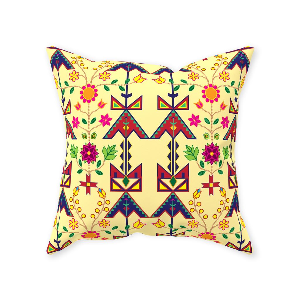 Geometric Floral Spring-Vanilla Throw Pillows 49 Dzine With Zipper Poly Twill 16x16 inch