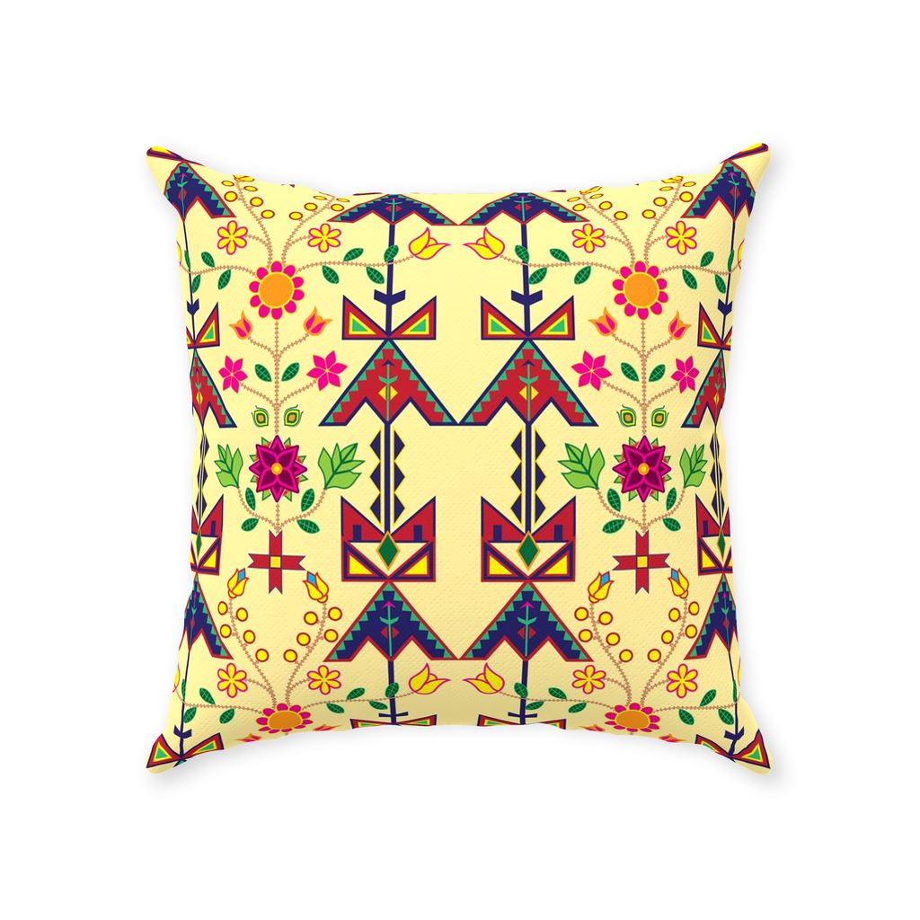 Geometric Floral Spring-Vanilla Throw Pillows 49 Dzine With Zipper Poly Twill 18x18 inch