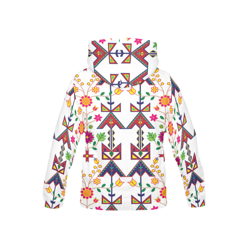 Geometric Floral Spring-White All Over Print Hoodie for Kid (USA Size) (Model H13) All Over Print Hoodie for Kid (H13) e-joyer 