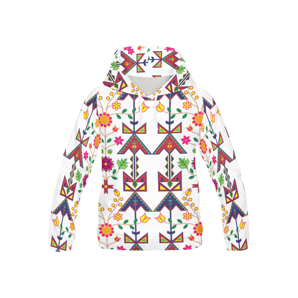Geometric Floral Spring-White All Over Print Hoodie for Kid (USA Size) (Model H13) All Over Print Hoodie for Kid (H13) e-joyer 