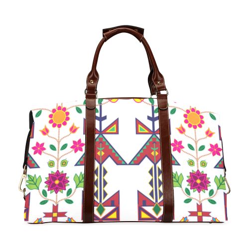 Geometric Floral Spring-White Classic Travel Bag (Model 1643) Remake Classic Travel Bags (1643) e-joyer 