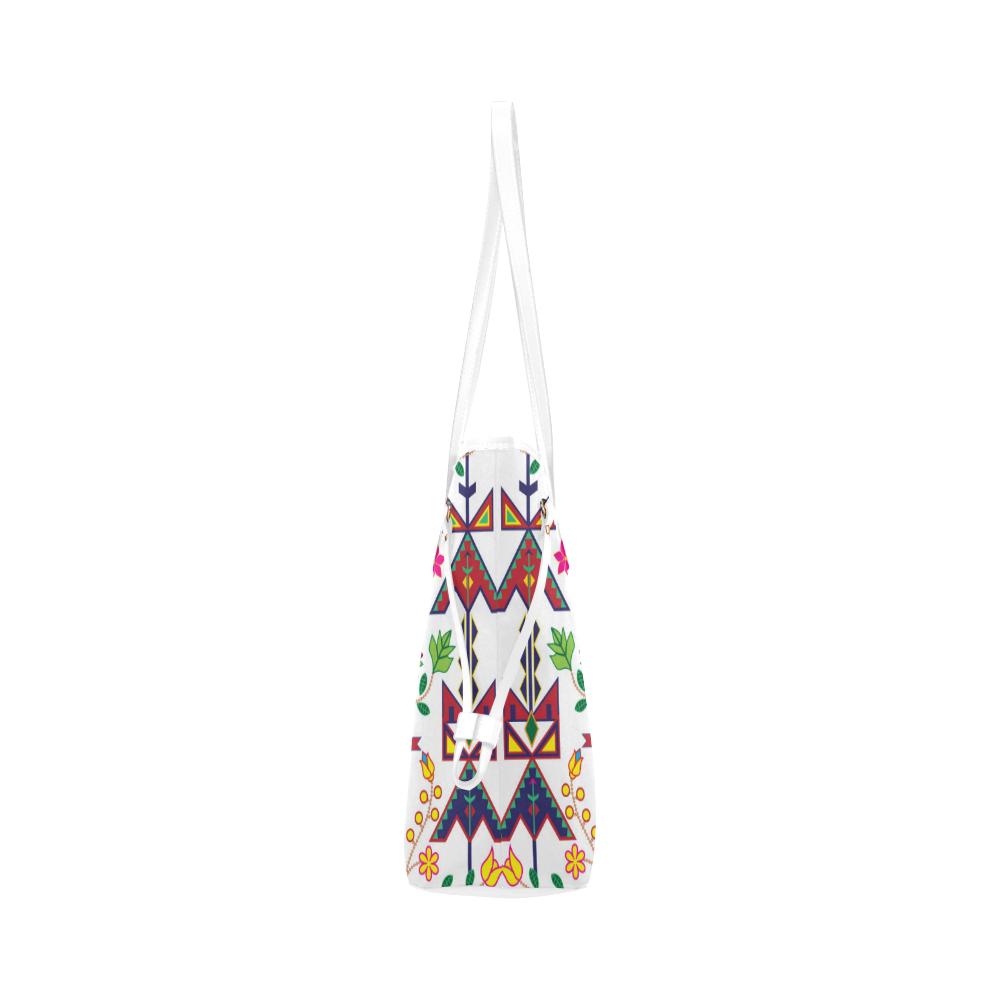 Geometric Floral Spring - White Clover Canvas Tote Bag (Model 1661) Clover Canvas Tote Bag (1661) e-joyer 