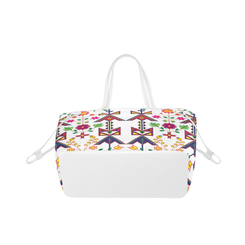 Geometric Floral Spring - White Clover Canvas Tote Bag (Model 1661) Clover Canvas Tote Bag (1661) e-joyer 