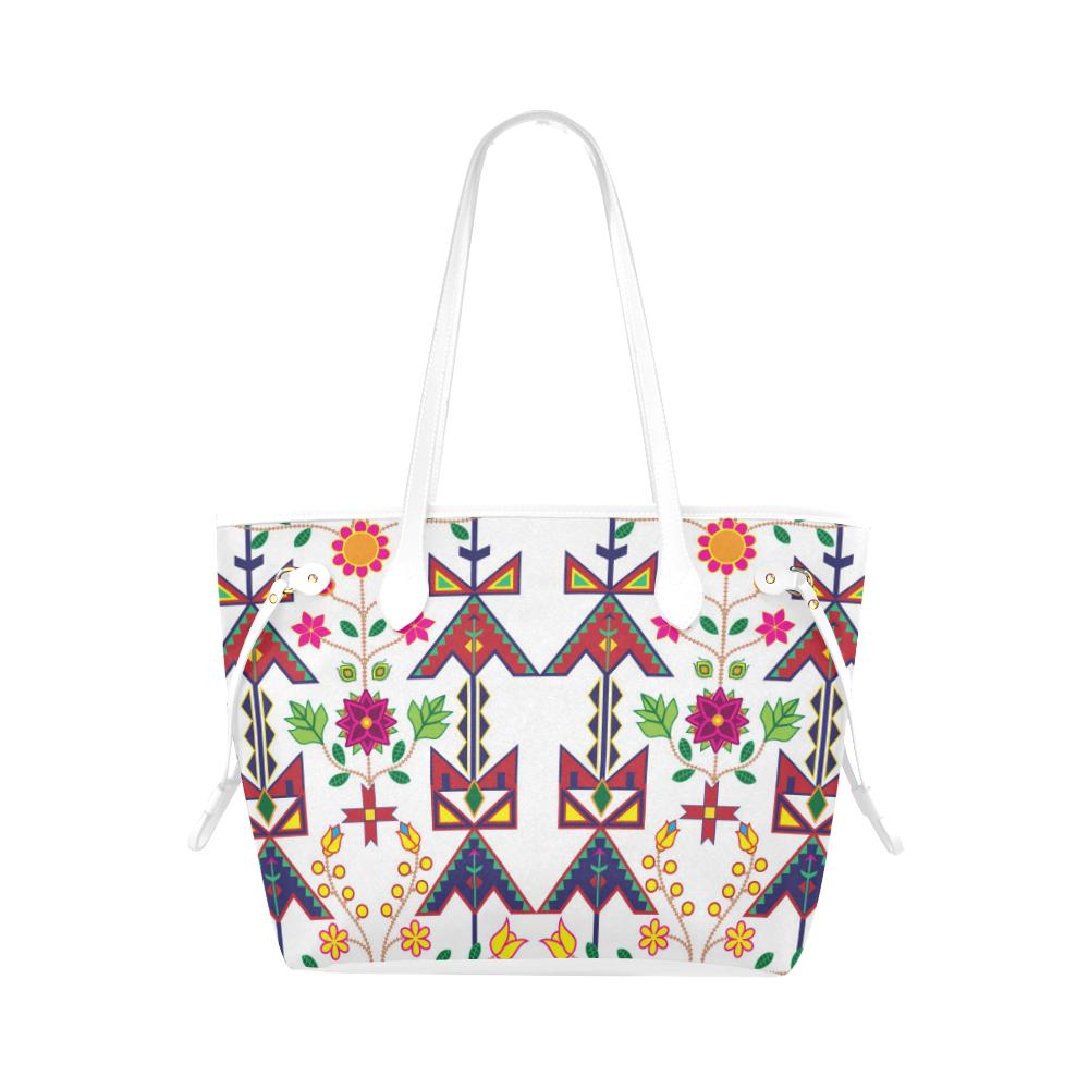 Geometric Floral Spring - White Clover Canvas Tote Bag (Model 1661) Clover Canvas Tote Bag (1661) e-joyer 