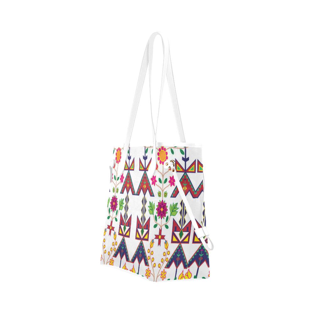 Geometric Floral Spring - White Clover Canvas Tote Bag (Model 1661) Clover Canvas Tote Bag (1661) e-joyer 