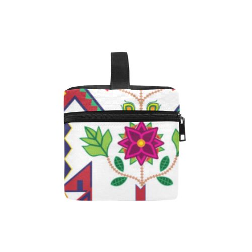 Geometric Floral Spring-White Cosmetic Bag/Large (Model 1658) Cosmetic Bag e-joyer 