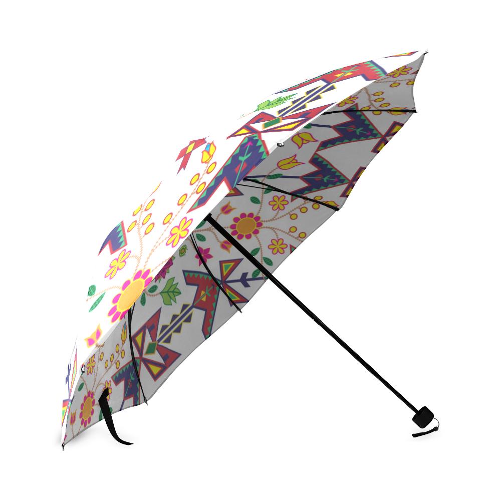 Geometric Floral Spring-White Foldable Umbrella Foldable Umbrella e-joyer 