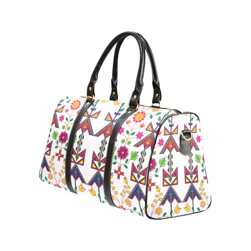 Geometric Floral Spring-White New Waterproof Travel Bag/Large (Model 1639) Waterproof Travel Bags (1639) e-joyer 
