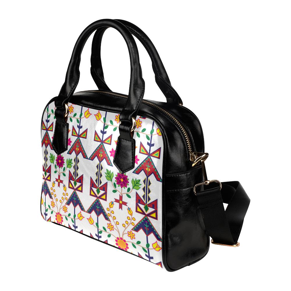 Geometric Floral Spring-White Shoulder Handbag (Model 1634) Shoulder Handbags (1634) e-joyer 