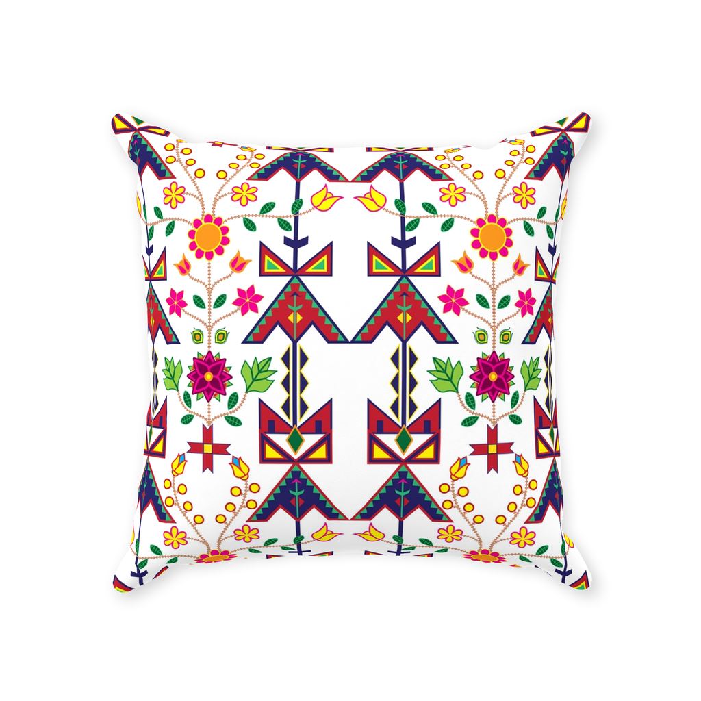 Geometric Floral Spring-White Throw Pillows 49 Dzine With Zipper Poly Twill 14x14 inch