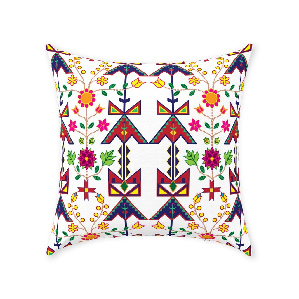 Geometric Floral Spring-White Throw Pillows 49 Dzine With Zipper Spun Polyester 18x18 inch