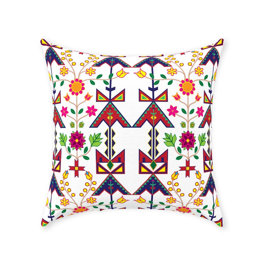Geometric Floral Spring-White Throw Pillows 49 Dzine Without Zipper Spun Polyester 18x18 inch