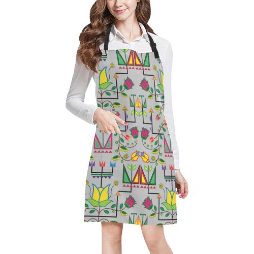 Geometric Floral Summer-Gray All Over Print Apron All Over Print Apron e-joyer 