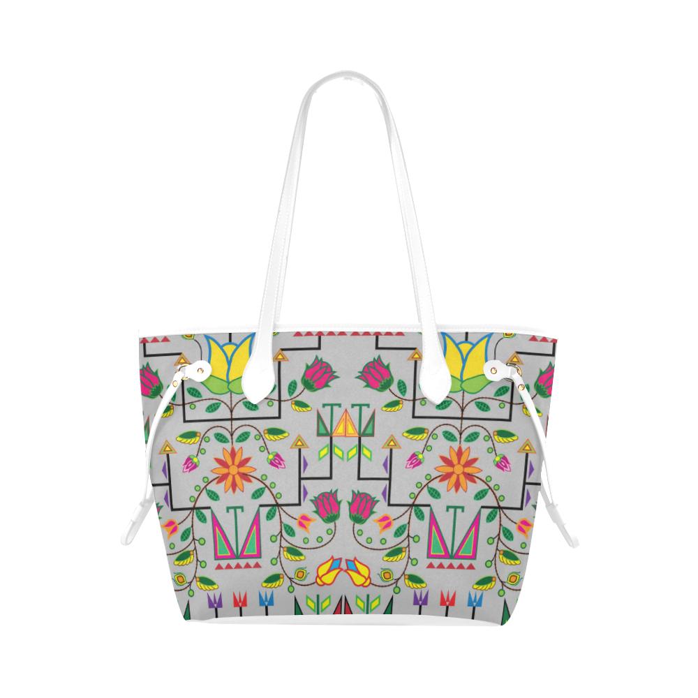 Geometric Floral Summer - Gray Clover Canvas Tote Bag (Model 1661) Clover Canvas Tote Bag (1661) e-joyer 