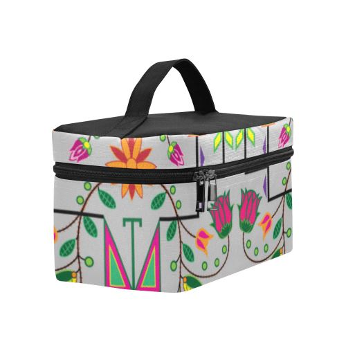 Geometric Floral Summer-Gray Cosmetic Bag/Large (Model 1658) Cosmetic Bag e-joyer 