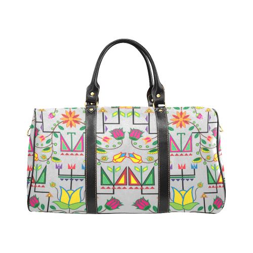 Geometric Floral Summer-Gray New Waterproof Travel Bag/Large (Model 1639) Waterproof Travel Bags (1639) e-joyer 